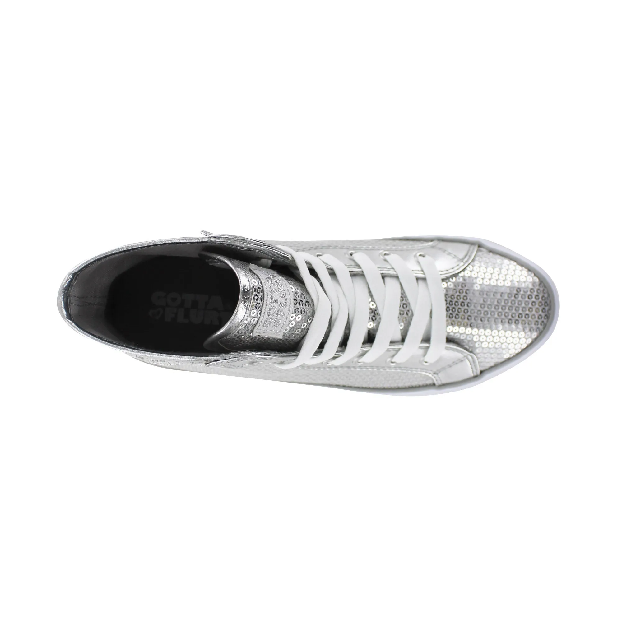 Gotta Flurt Girl's Disco II Hi Silver Sequin Hip Hop Dance Sneaker