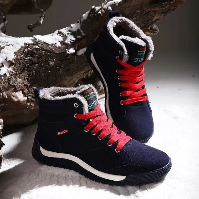 Groovywish Men Warm Orthopedic Shoes Round Toe Ankle Snow Boots