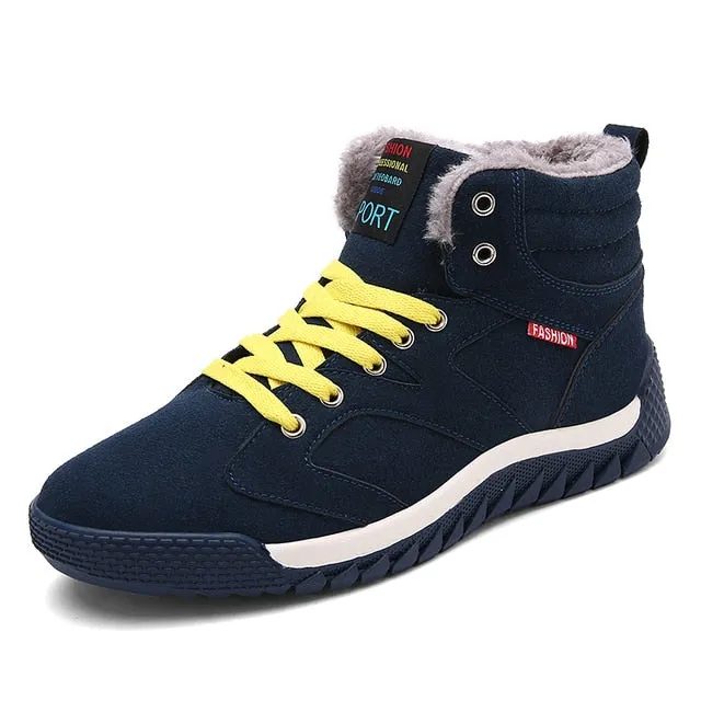 Groovywish Men Warm Orthopedic Shoes Round Toe Ankle Snow Boots
