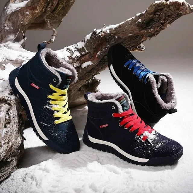 Groovywish Men Warm Orthopedic Shoes Round Toe Ankle Snow Boots