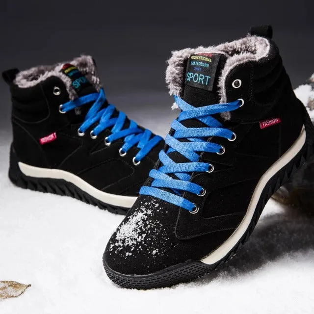 Groovywish Men Warm Orthopedic Shoes Round Toe Ankle Snow Boots