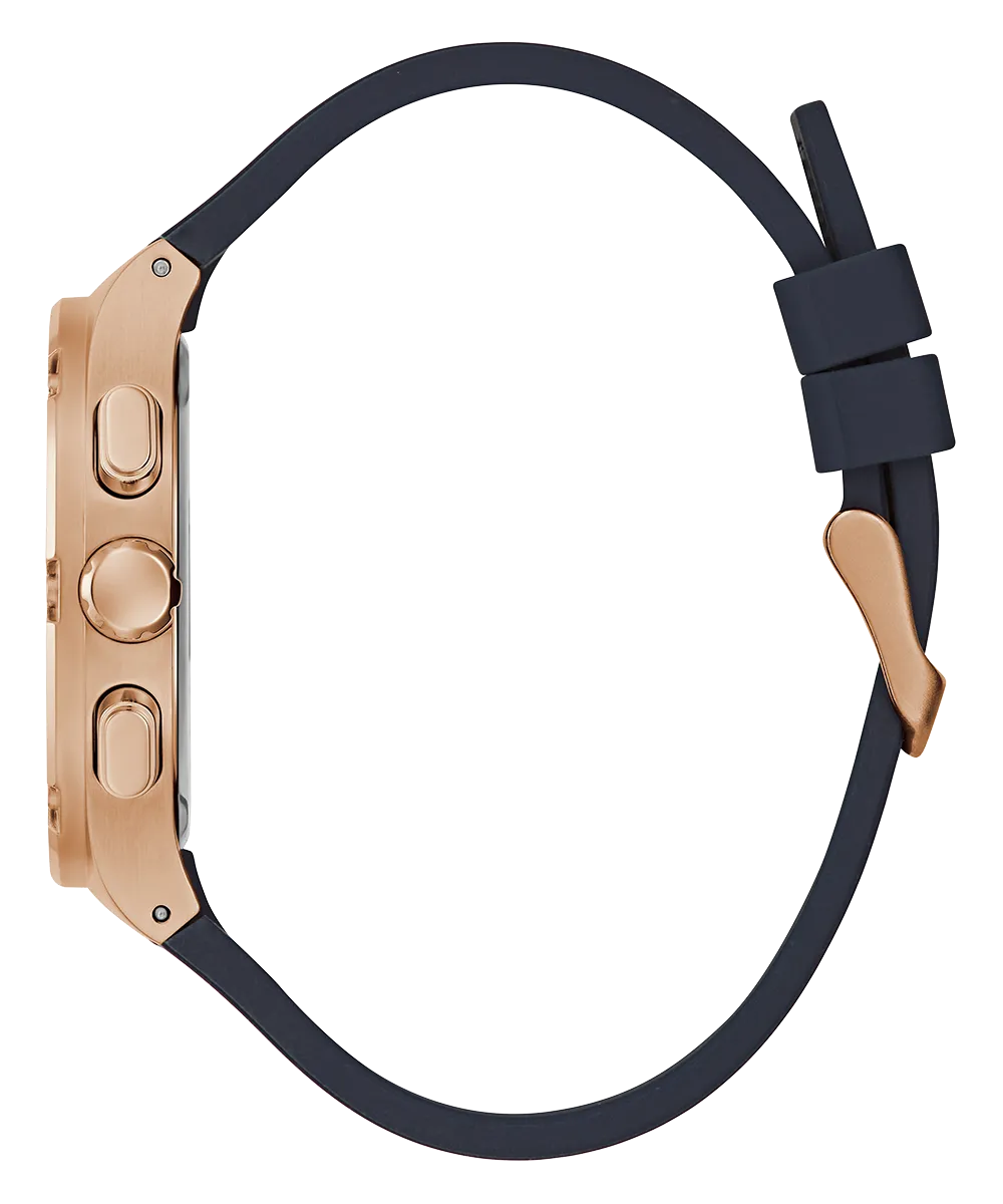 GUESS Mens Navy Rose Gold Tone Multi-function Watch