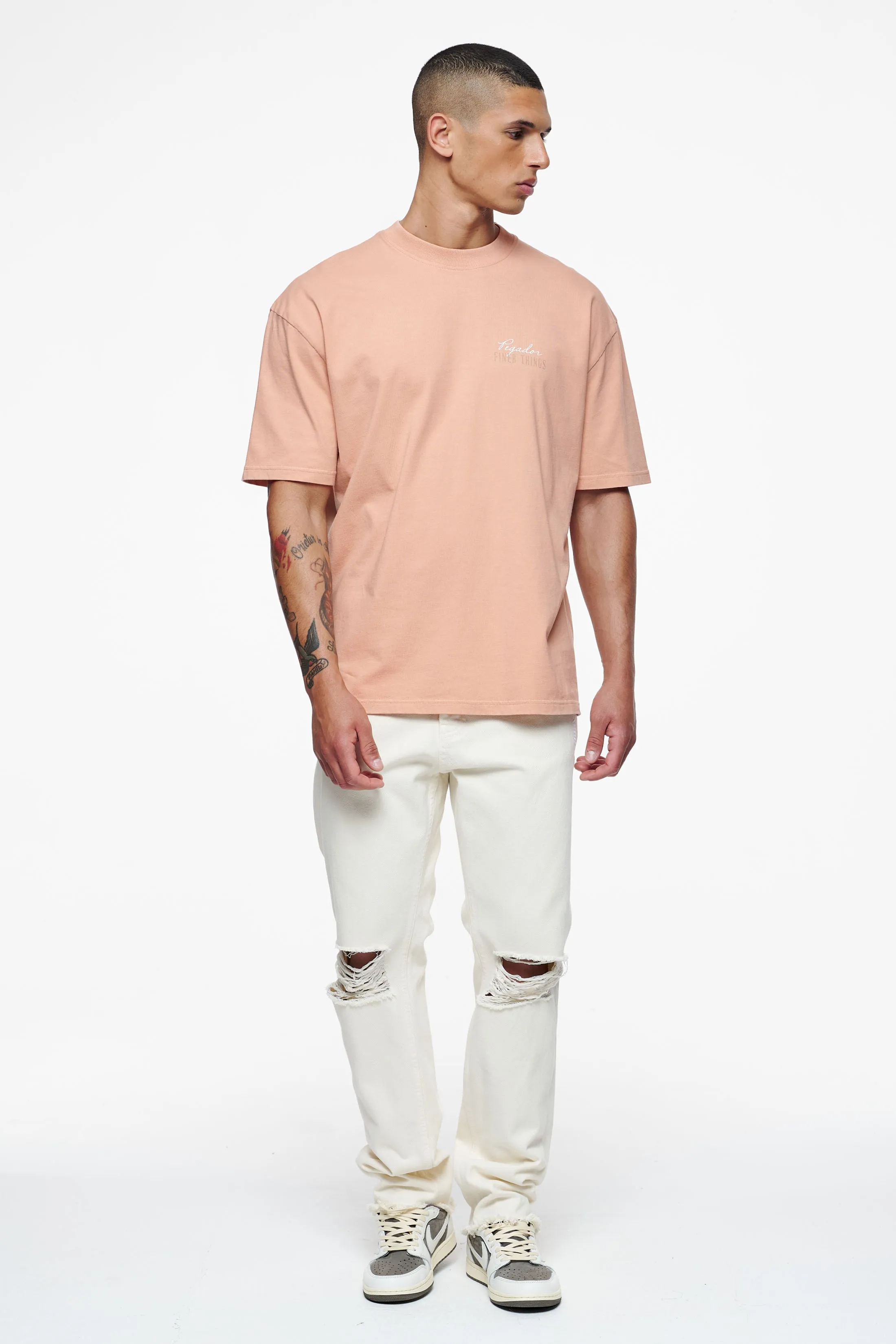 Heddon Oversized Tee Vintage Washed Tuscan Rose
