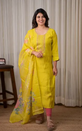 Nirvi Lime Green (Kurti Dupatta)