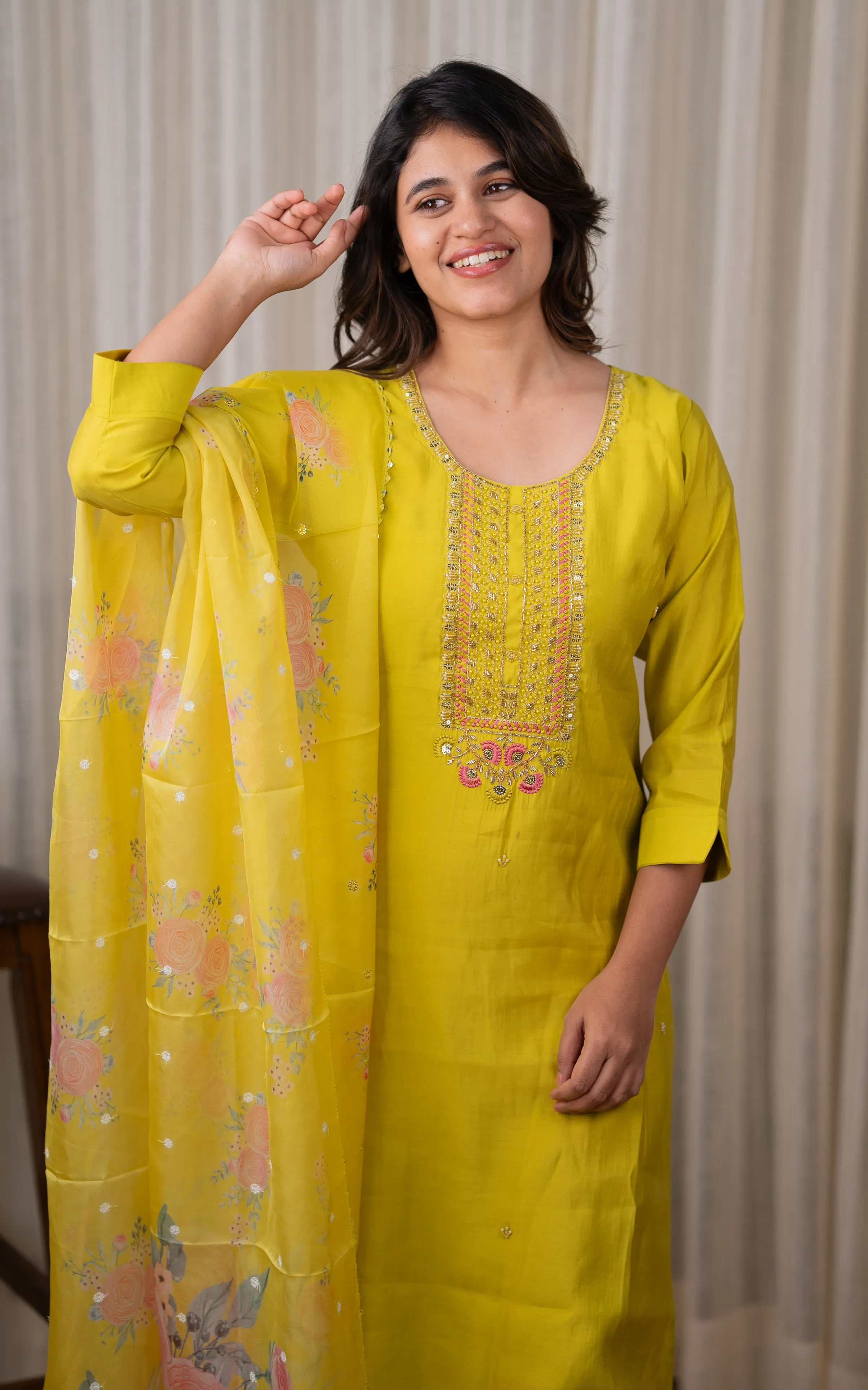 Nirvi Lime Green (Kurti Dupatta)