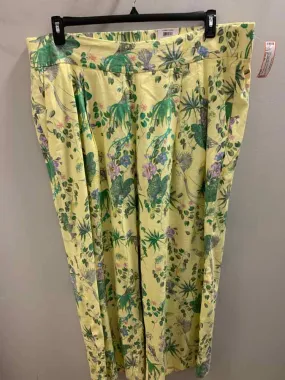 NWT Size 4X INC PLUS SIZES YEL/GRN/PNK Floral WIDE LEG Pants