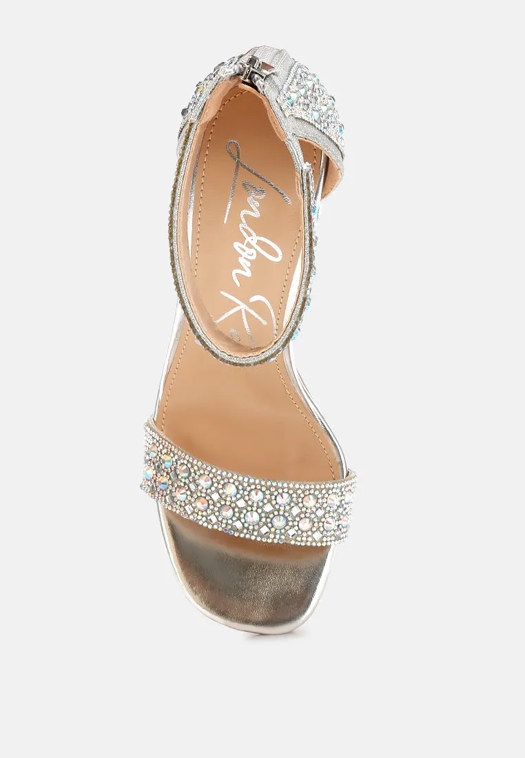 Rhinestones And Sequins Block Sandals by RUW