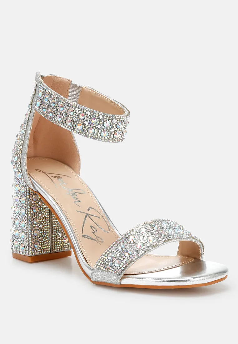 Rhinestones And Sequins Block Sandals by RUW
