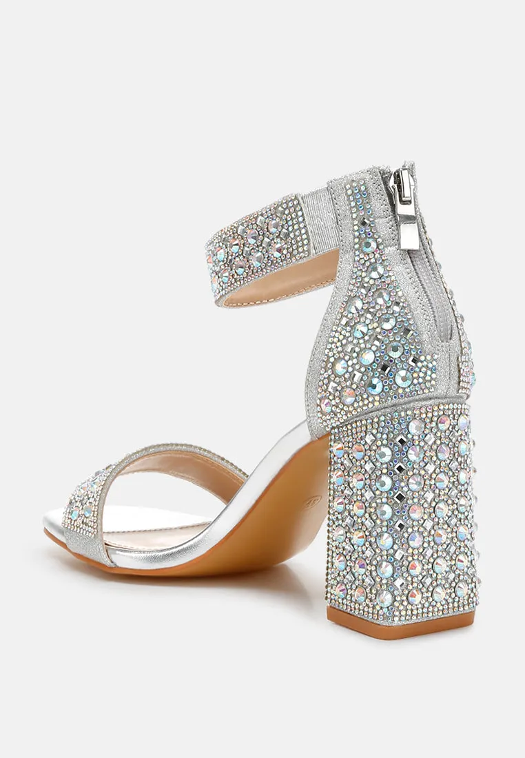 Rhinestones And Sequins Block Sandals by RUW