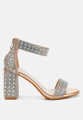 Rhinestones And Sequins Block Sandals by RUW