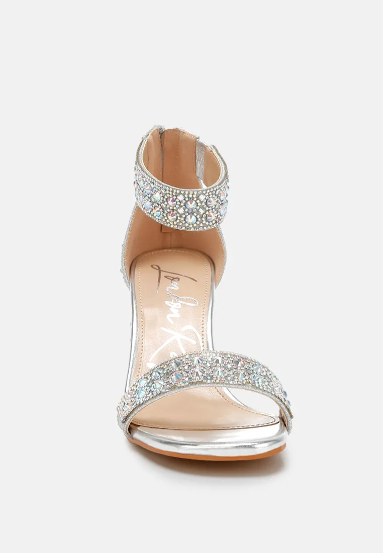 Rhinestones And Sequins Block Sandals by RUW