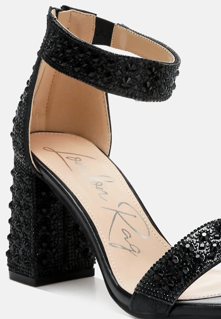 Rhinestones And Sequins Block Sandals by RUW
