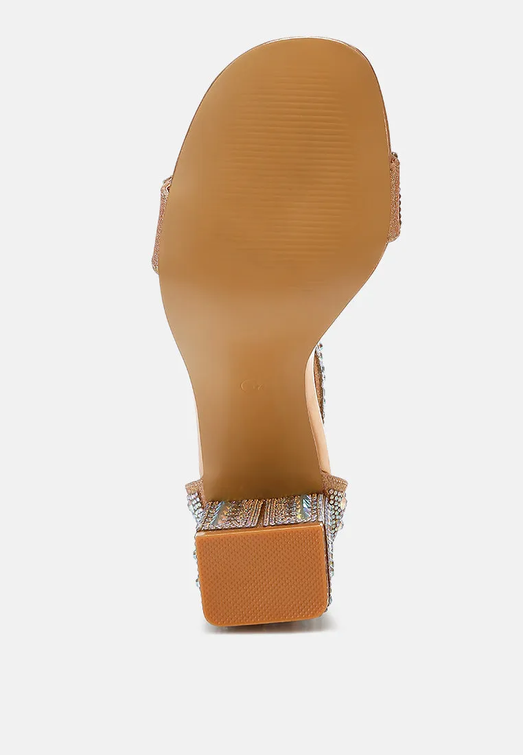 Rhinestones And Sequins Block Sandals by RUW