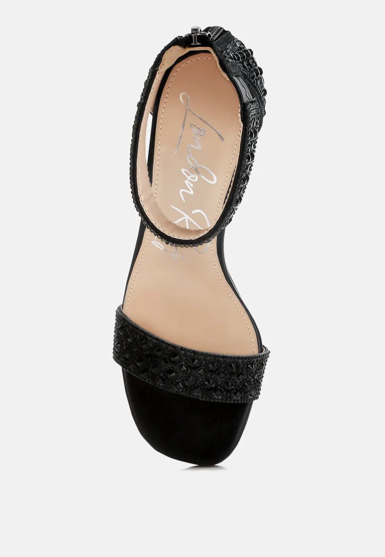 Rhinestones And Sequins Block Sandals by RUW