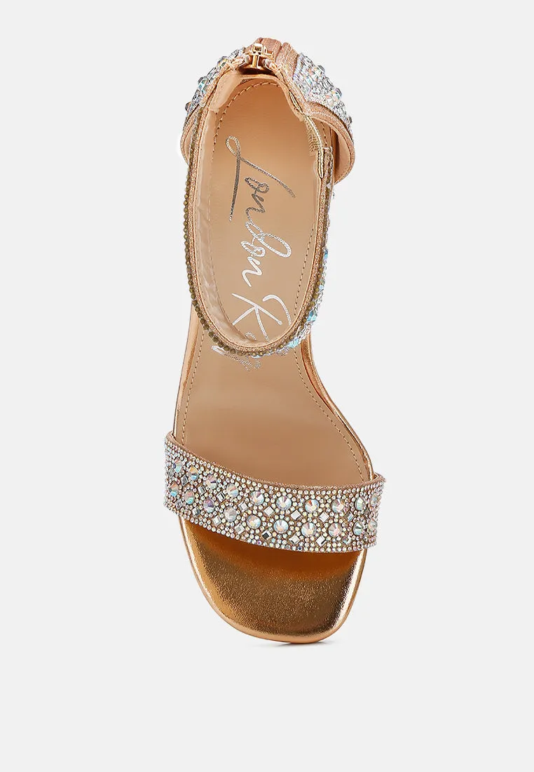 Rhinestones And Sequins Block Sandals by RUW