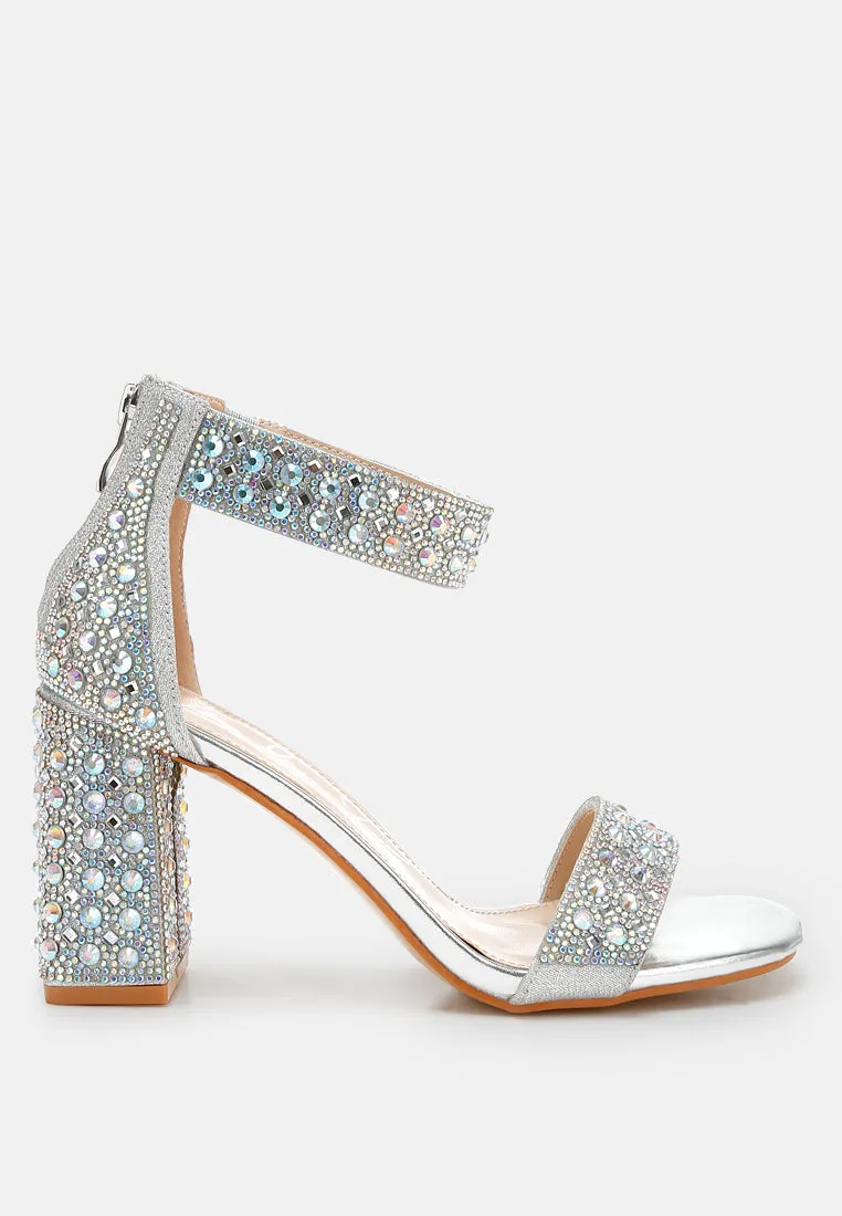Rhinestones And Sequins Block Sandals by RUW