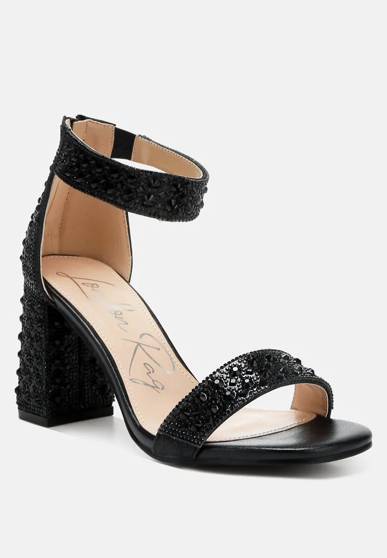 Rhinestones And Sequins Block Sandals by RUW