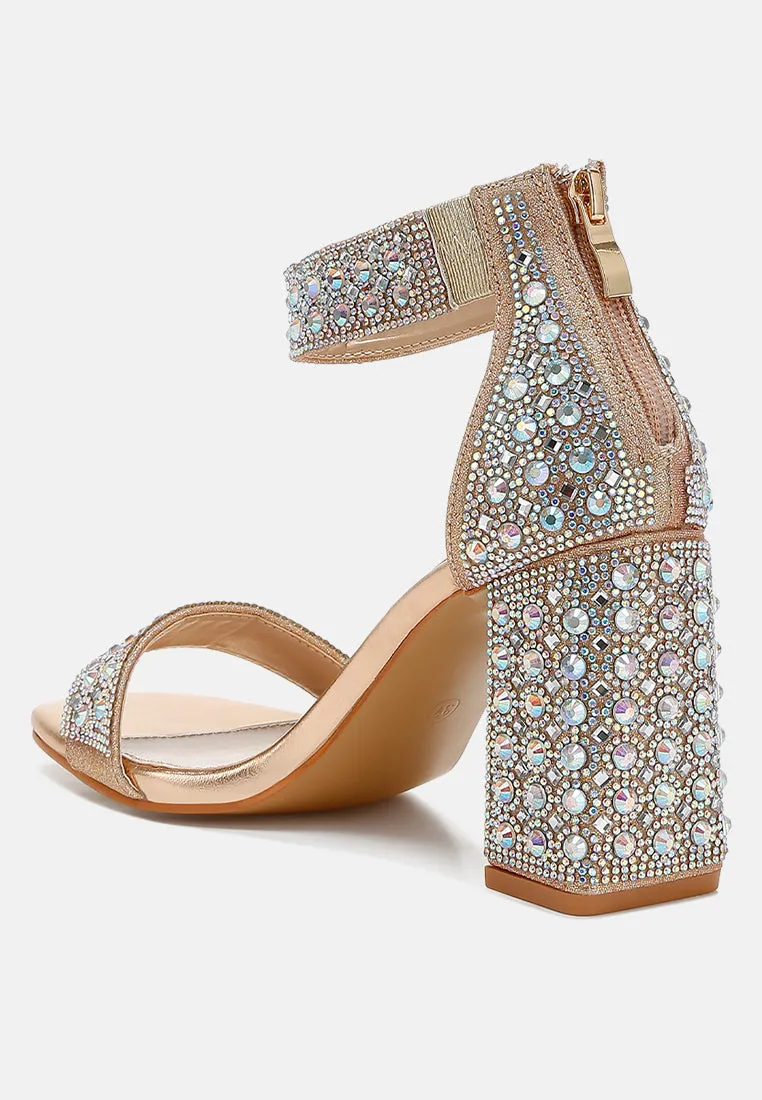 Rhinestones And Sequins Block Sandals by RUW