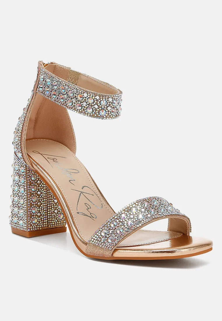 Rhinestones And Sequins Block Sandals by RUW
