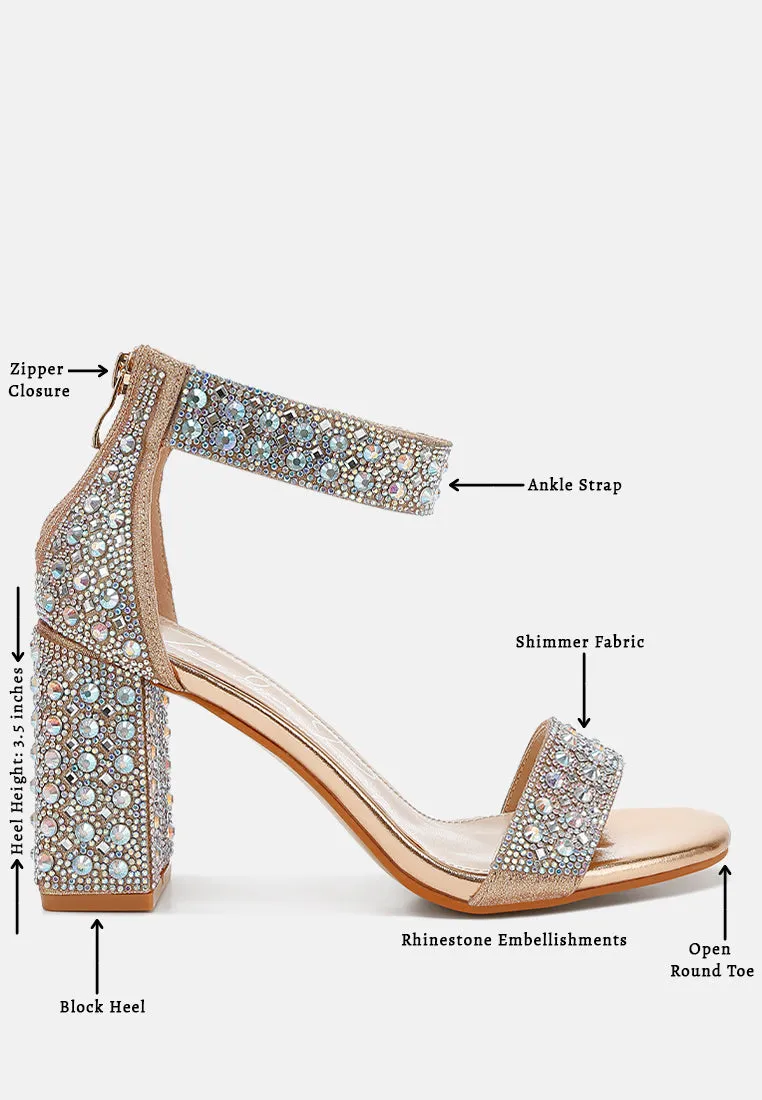 Rhinestones And Sequins Block Sandals by RUW