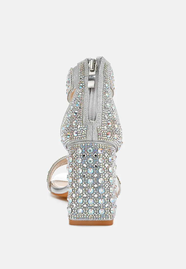 Rhinestones And Sequins Block Sandals by RUW