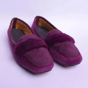 Velvet Fur Loafers Purple