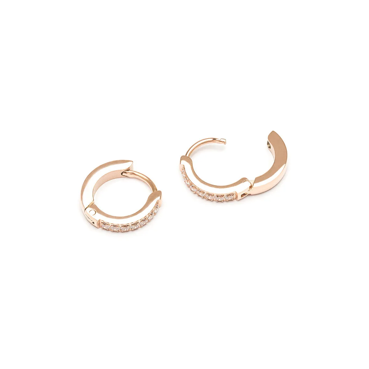 White Pave Huggie Earrings