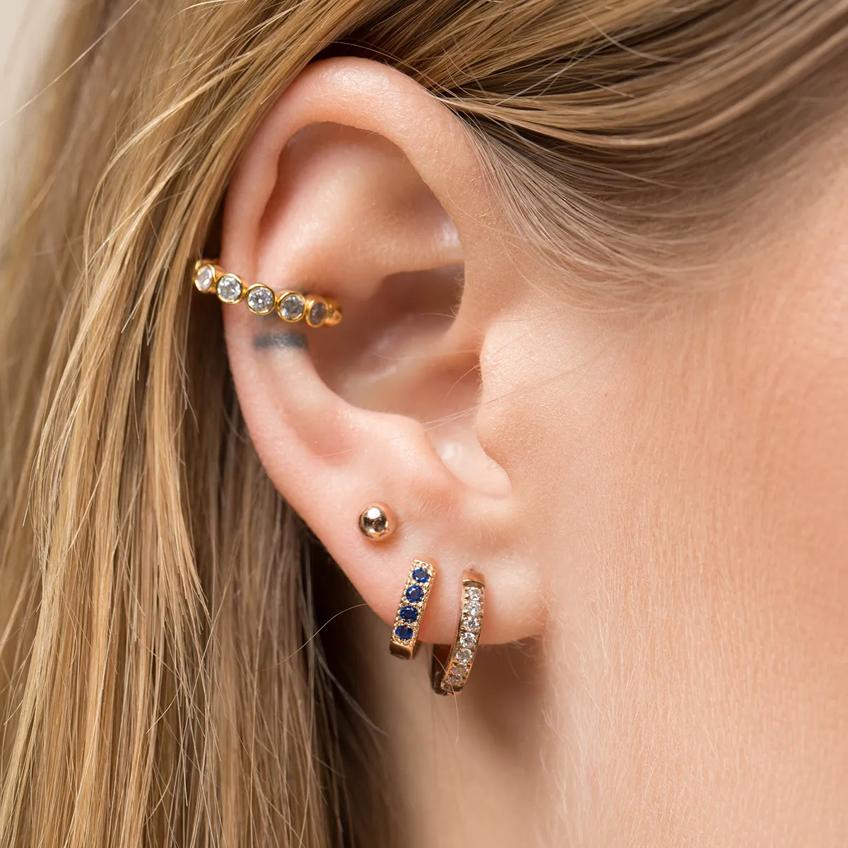 White Pave Huggie Earrings